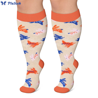 Plusock Plus Size Floral Bunny Compression Socks - image 6