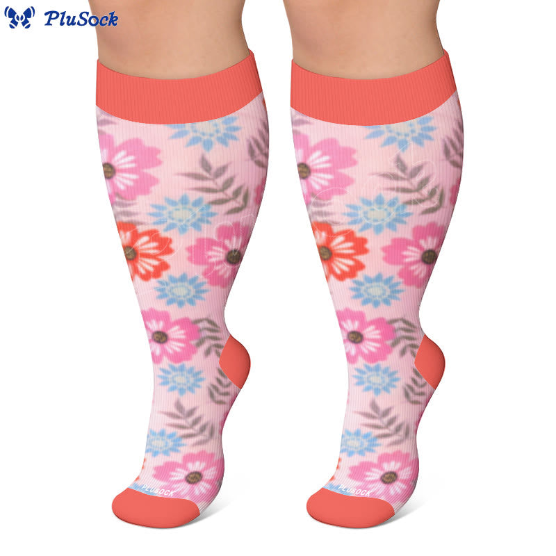 Plusock Plus Size Muted Blossom Compression Socks - image 6