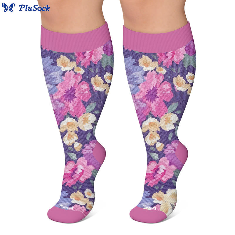 Plusock Plus Size Muted Blossom Compression Socks - image 4