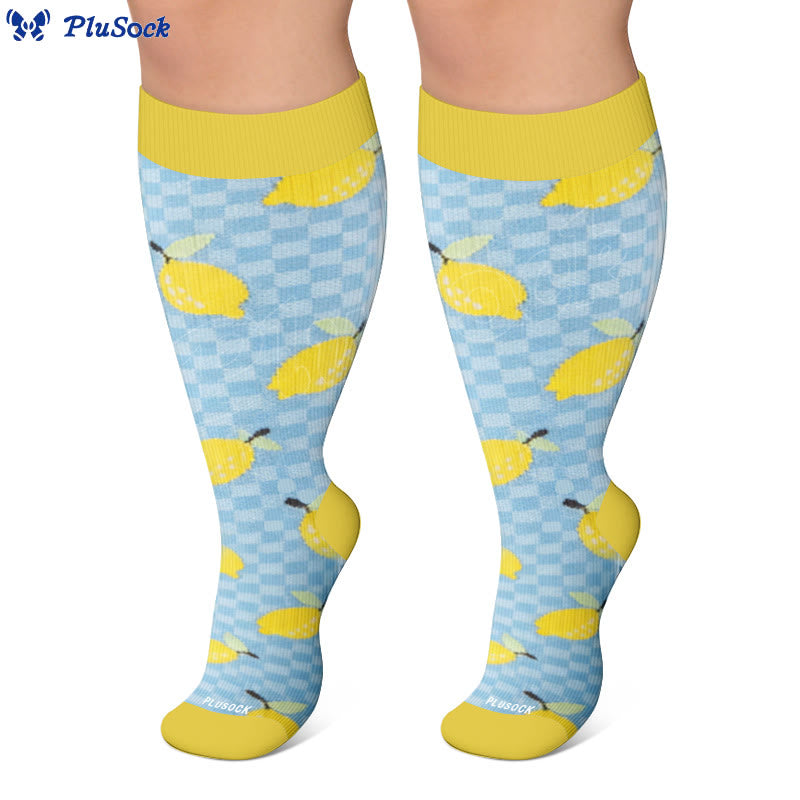 Plusock Plus Size Fruit Gingham Compression Socks - image 2