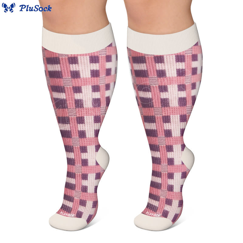 Plusock Plus Size Fruit Gingham Compression Socks - image 3