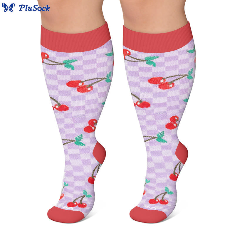 Plusock Plus Size Fruit Gingham Compression Socks - image 4
