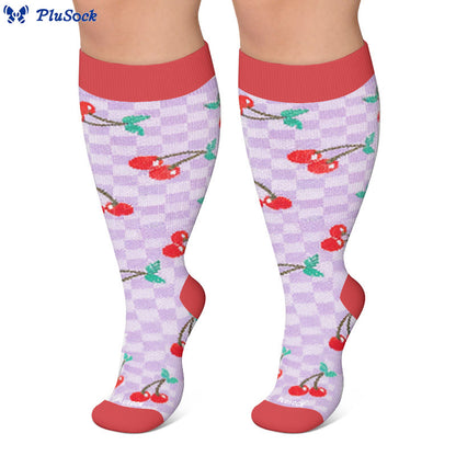 Plusock Plus Size Fruit Gingham Compression Socks - image 4