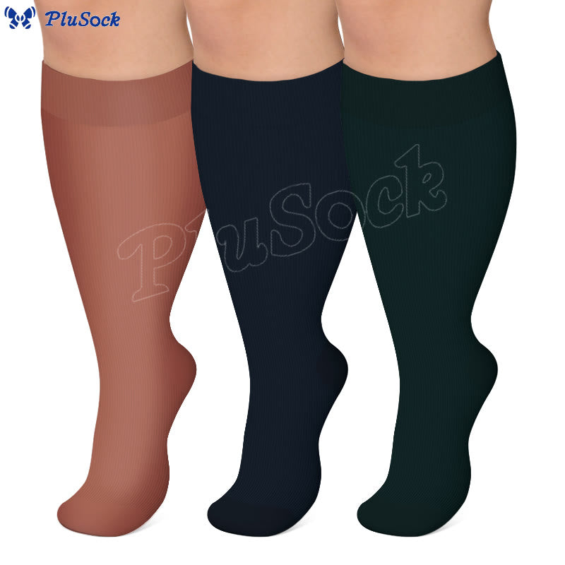 Plusock Plus Size Wide Calf Compression Socks(3 Pairs) - image 0
