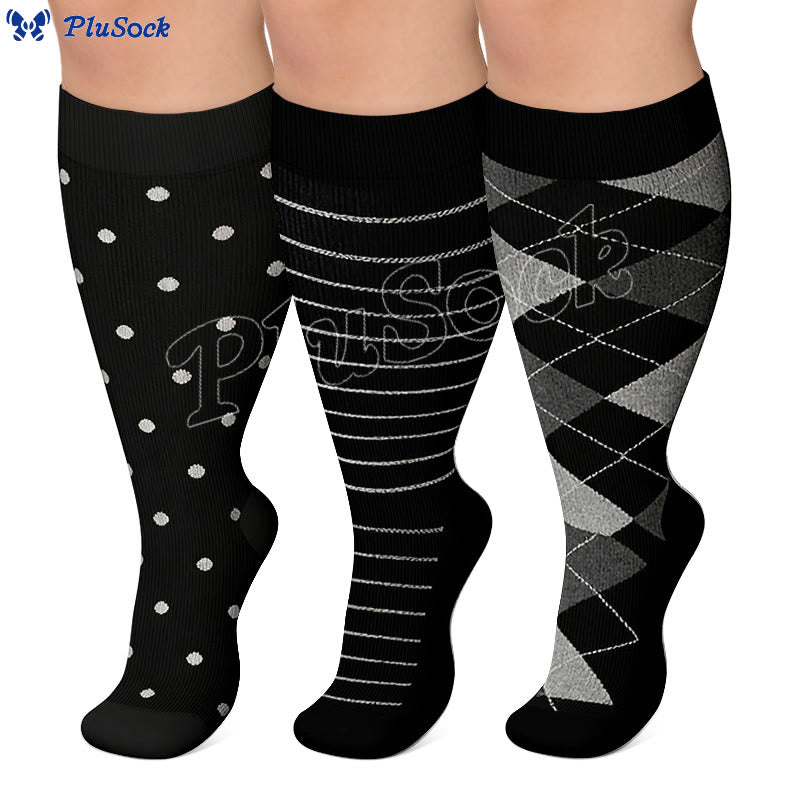 Plusock Plus Size Rhombus Compression Socks 2XL-7XL(3 Pairs) - image 0