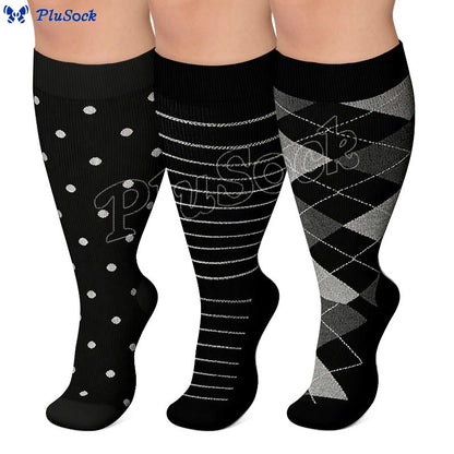 Plusock Plus Size Rhombus Compression Socks 2XL-7XL(3 Pairs) - image 0