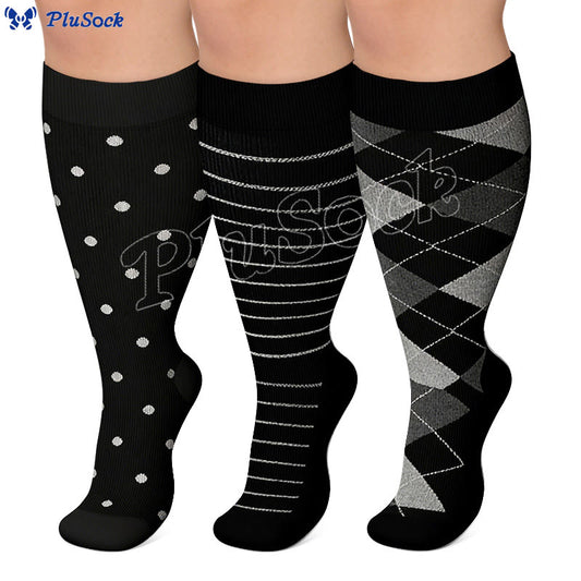 Plusock Plus Size Rhombus Compression Socks 2XL-7XL(3 Pairs) - image 0