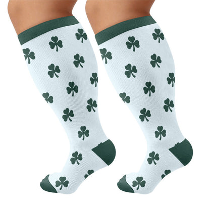 Plusock Plus Size Shamrock Print Compression Socks - Blue - 4XL - image 5
