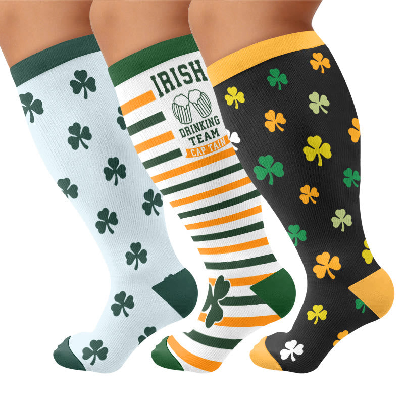 Plusock Plus Size Shamrock Compression Socks - Multicolor(3 Pairs) - 4XL - image 1