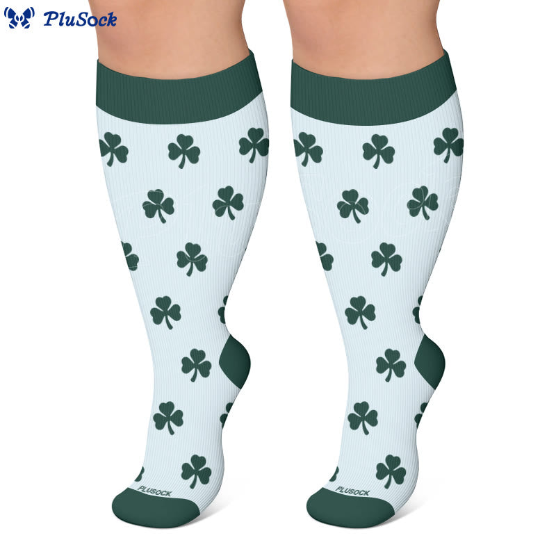 Plusock Plus Size Shamrock Print Compression Socks - image 3