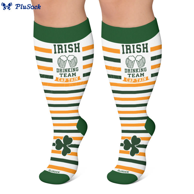 Plusock Plus Size Shamrock Print Compression Socks - image 4