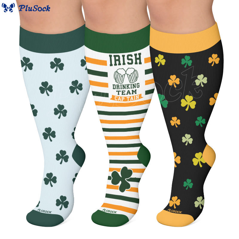 Plusock Plus Size Shamrock Print Compression Socks - image 0