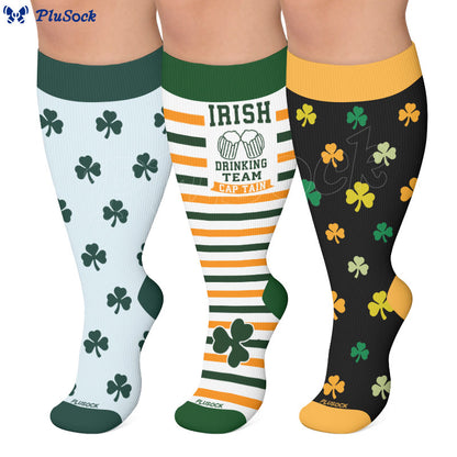 Plusock Plus Size Shamrock Print Compression Socks - image 0