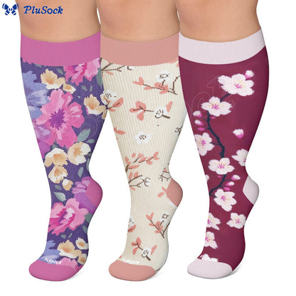 Plusock Plus Size Muted Blossom Compression Socks - image 1