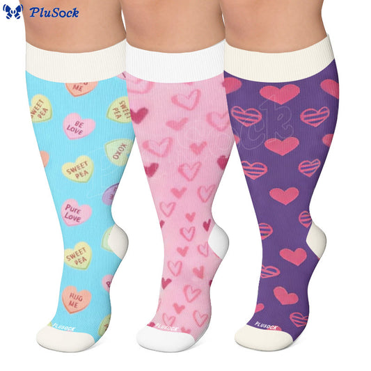 Plusock Plus Size Sweet Heart Print Compression Socks - image 0