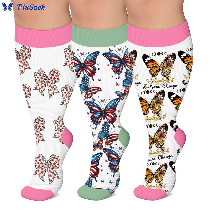 Plusock Plus Size Butterfly Bow Tie Compression Socks - image 0