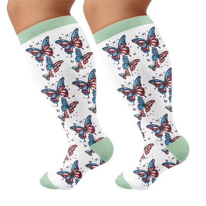 Plusock Plus Size Butterfly Bow Tie Compression Socks - Green(1Pair) - 4XL - image 6