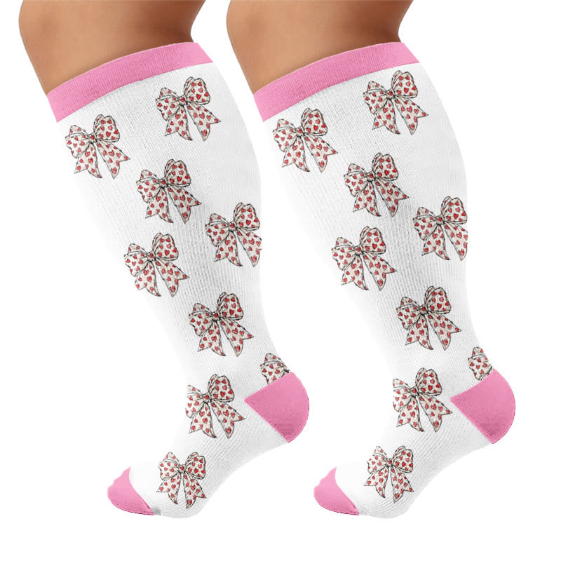 Plusock Plus Size Butterfly Bow Tie Compression Socks - White(1Pair) - 4XL - image 5