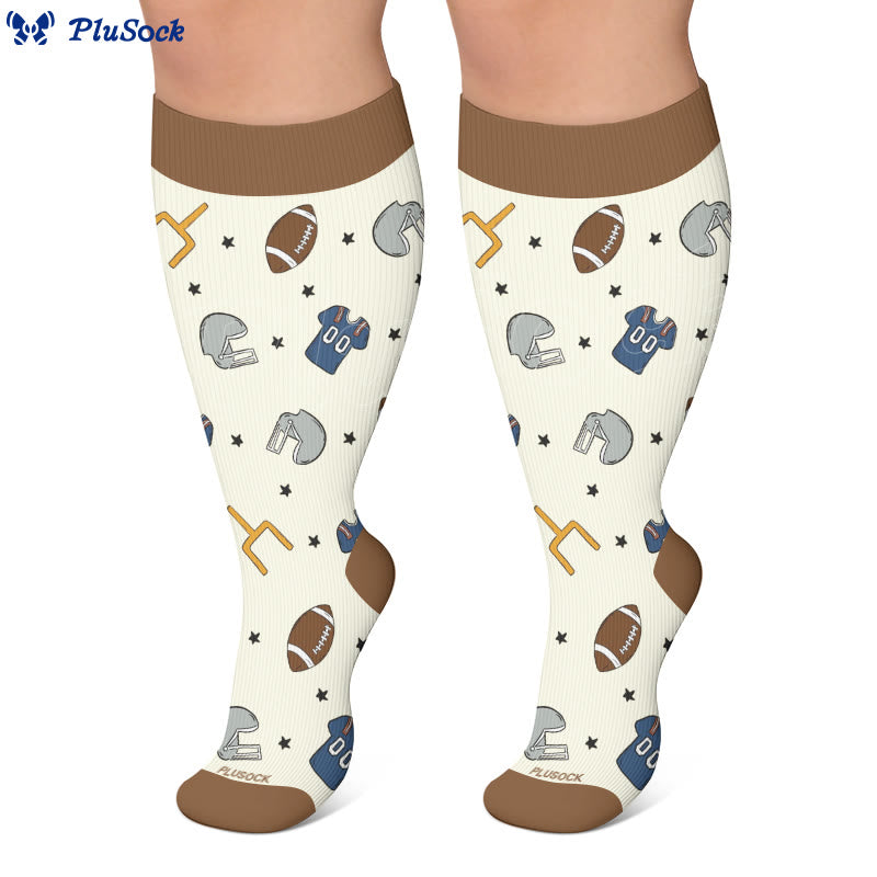 Plusock Plus Size Football Bow Tie Compression Socks - image 2