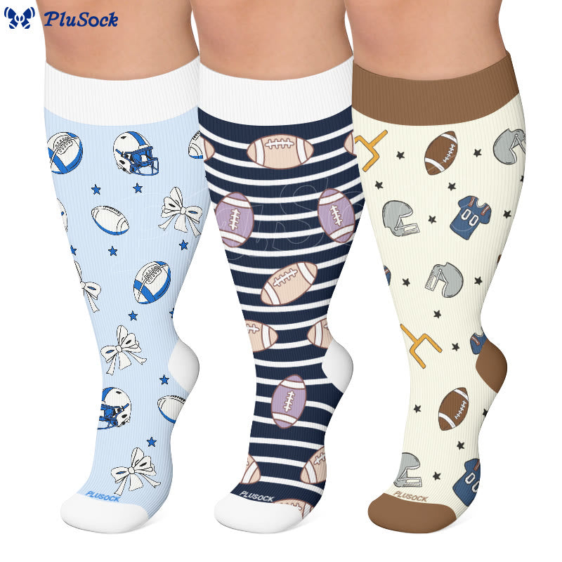 Plusock Plus Size Football Bow Tie Compression Socks - image 0