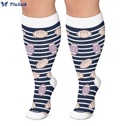 Plusock Plus Size Football Bow Tie Compression Socks - image 4