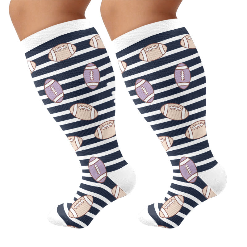 Plusock Plus Size Football Bow Tie Compression Socks - Navy Blue(1 Pair) - 4XL - image 7