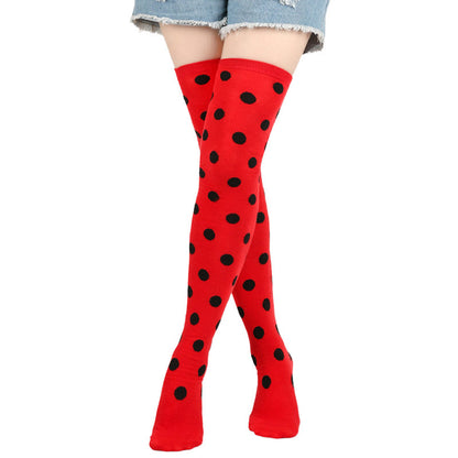 Plusock Funny Polka Dots Thigh Highs Socks(5 Pairs) - Red - One Size - image 3