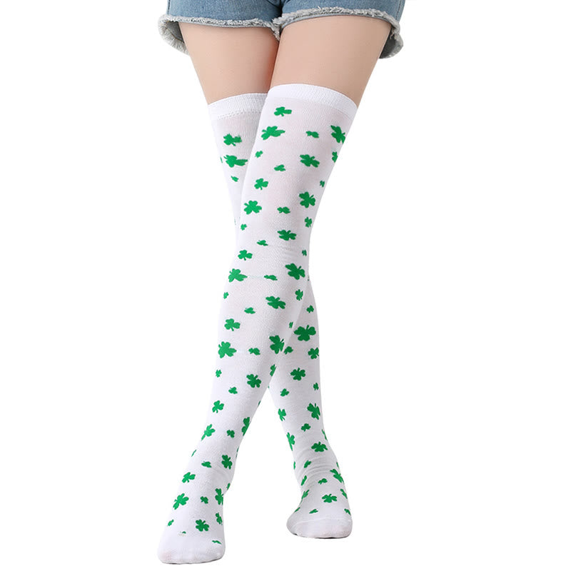 Plusock Lucky Clover Thigh Highs Socks(3 Pairs) - B - One Size - image 6