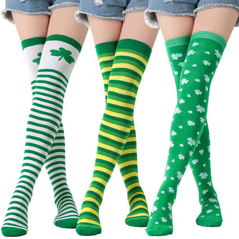 Plusock Lucky Clover Thigh Highs Socks(3 Pairs) - image 1
