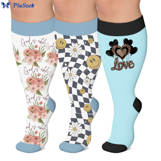Plusock Plus Size Floral Balloon Knot Compression Socks - image 0
