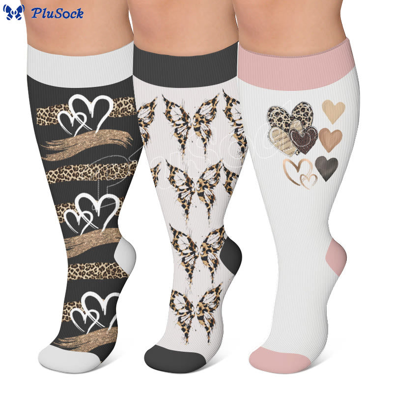 Plusock Plus Size Butterfly Leopard Knot Compression Socks - image 0