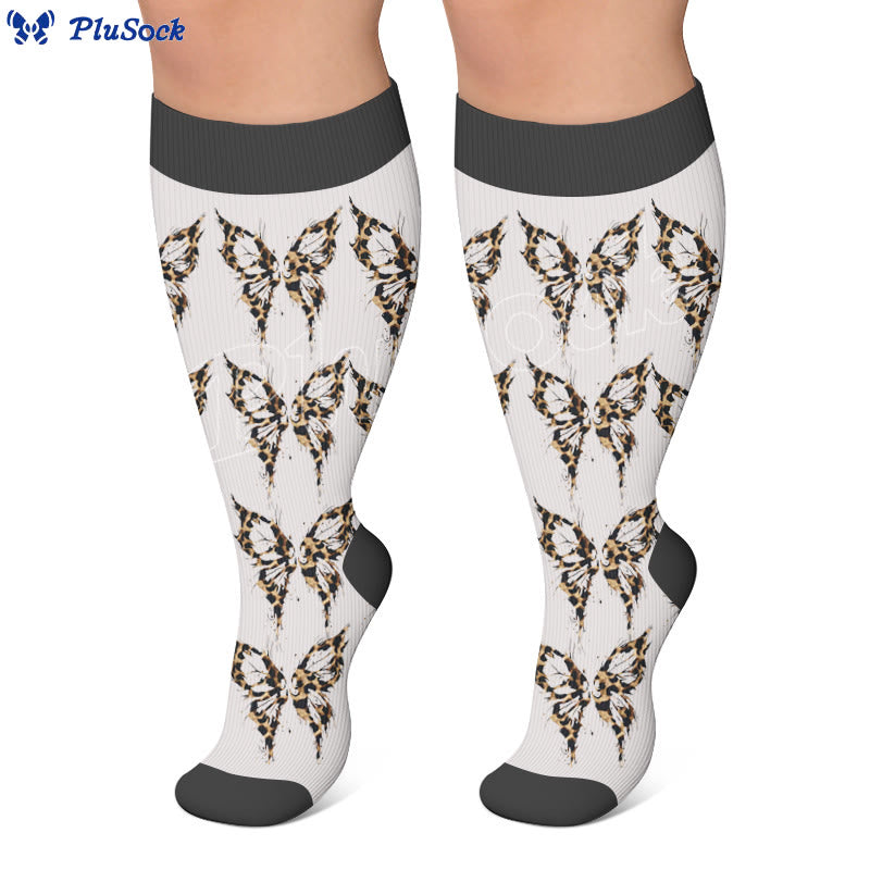 Plusock Plus Size Butterfly Leopard Knot Compression Socks - image 3