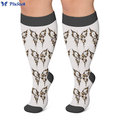 Plusock Plus Size Butterfly Leopard Knot Compression Socks - image 3