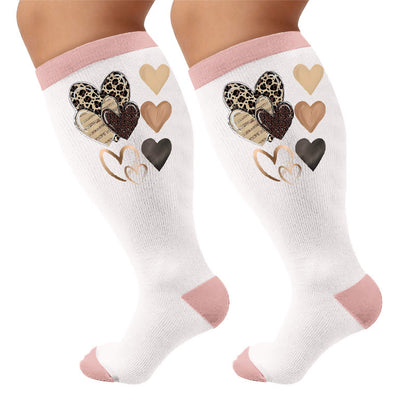Plusock Plus Size Butterfly Leopard Knot Compression Socks - Pink(1 Pair) - 4XL - image 7