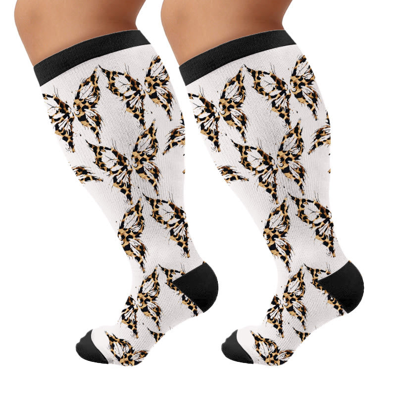 Plusock Plus Size Butterfly Leopard Knot Compression Socks - Butterfly(1 Pair) - 4XL - image 6