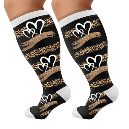 Plusock Plus Size Butterfly Leopard Knot Compression Socks - Heart(1 Pair) - 4XL - image 5