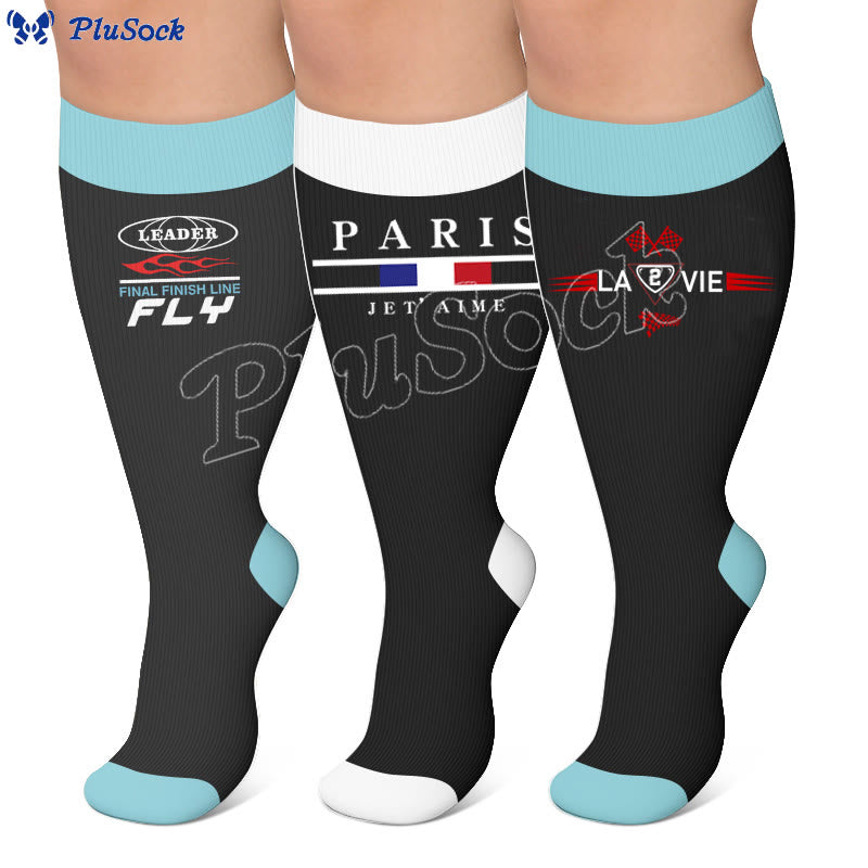 Plusock Plus Size Competition Flag Style Compression Socks - image 0