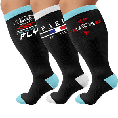 Plusock Plus Size Competition Flag Style Compression Socks - Multicolor(3 Pairs) - 4XL - image 1