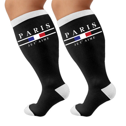 Plusock Plus Size Competition Flag Style Compression Socks - Paris(1Pair) - 4XL - image 6