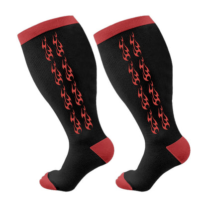 Plusock Plus Size Racing Compression Socks - Flames(1 Pair) - 4XL - image 7