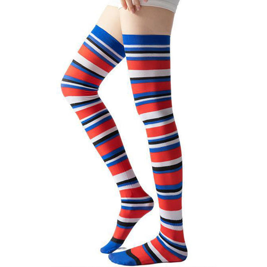 Plusock Stripe Thigh High Compression Socks(2 Pairs) - Blue - EU36-40(US3-7) - image 0