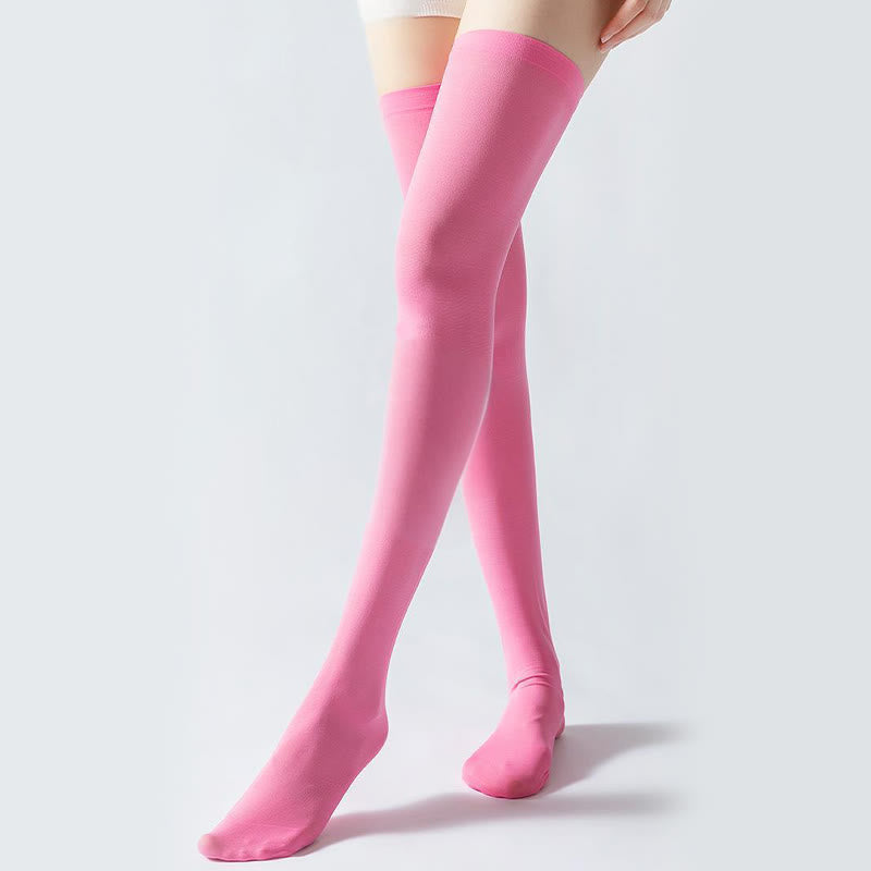 Plusock Solid Color Thigh High Compression Socks(2 Pairs) - image 4