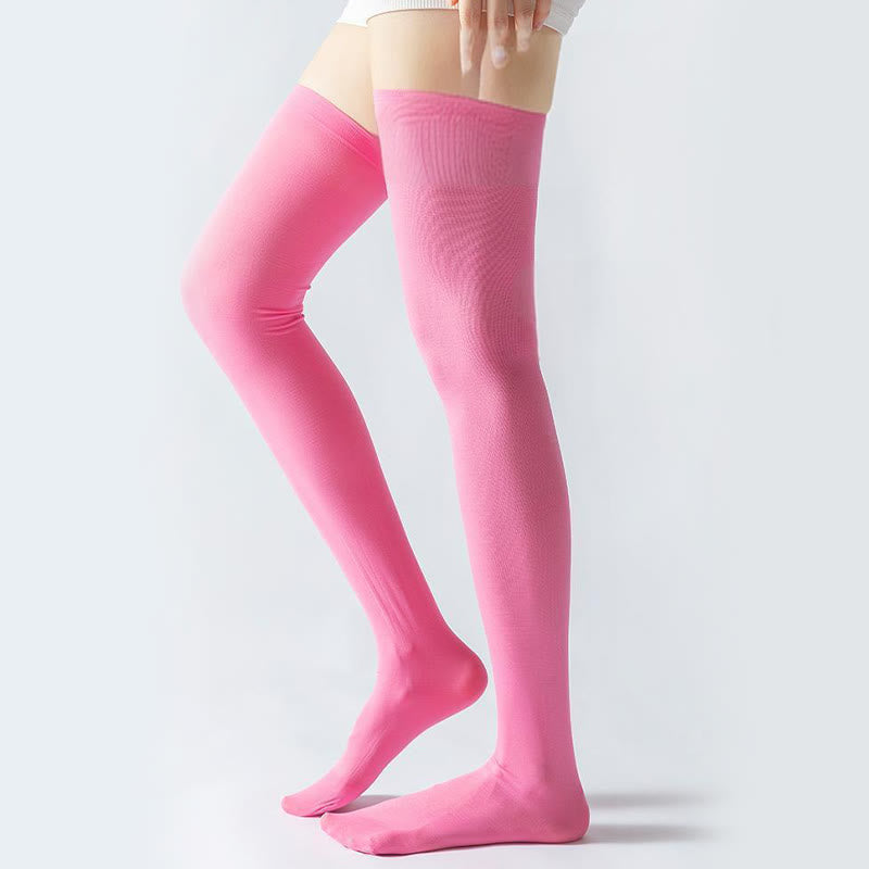 Plusock Solid Color Thigh High Compression Socks(2 Pairs) - Pink - EU36-40(US3-7) - image 3