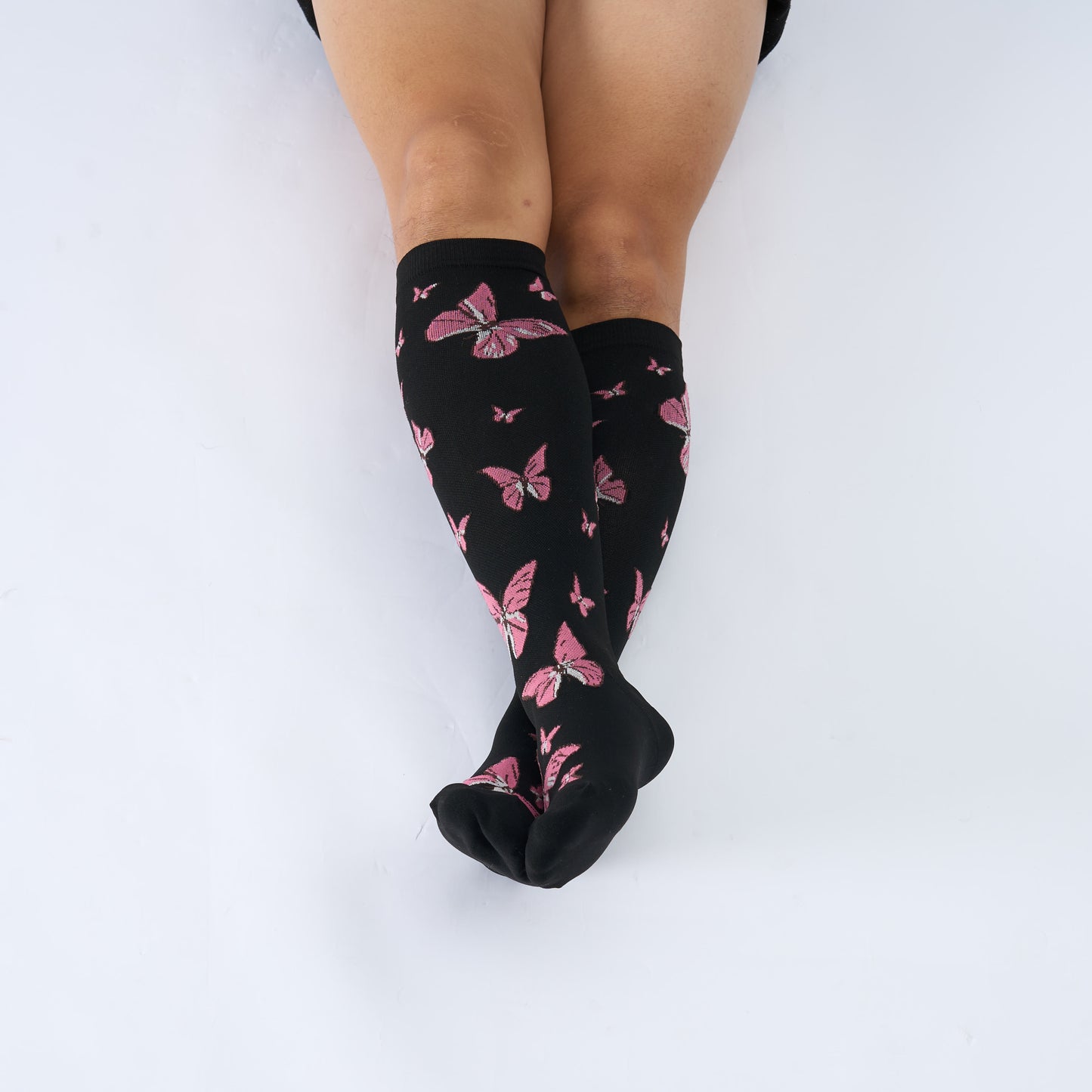 Plusock Plus Size  Butterfly Print Compression Socks(3 Pairs) - image 3