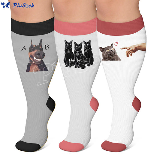 Plusock Plus Size Cat Dog Compression Socks - image 0