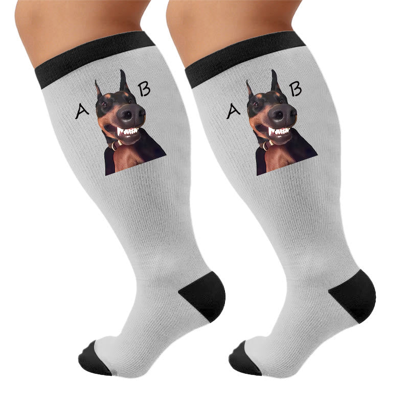Plusock Plus Size Cat Dog Compression Socks - Fun Dog(1 pair) - 4XL - image 5