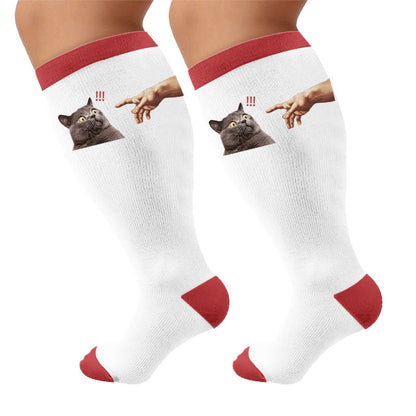 Plusock Plus Size Cat Dog Compression Socks - Surprised Cat(1 pair) - 4XL - image 7