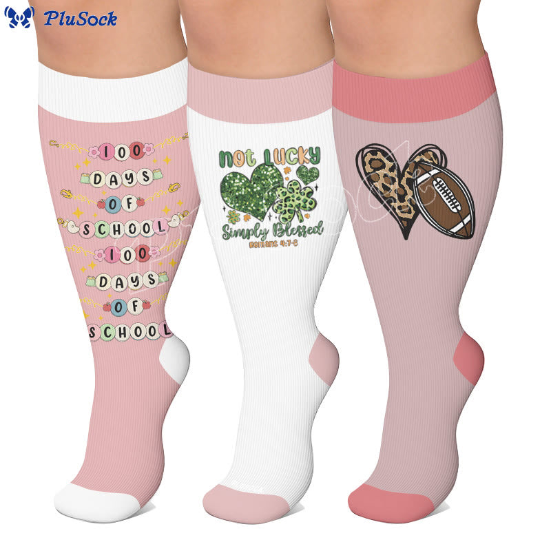 Plusock Plus Size Heart Rugby Compression Socks - image 0