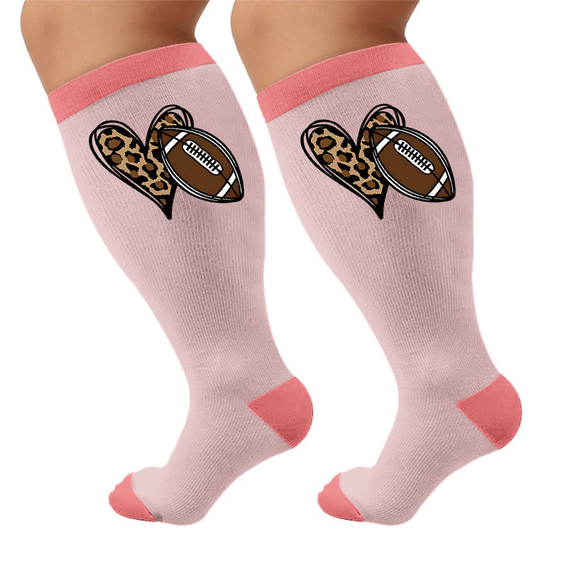 Plusock Plus Size Heart Rugby Compression Socks - Haert(1Pair) - 4XL - image 7