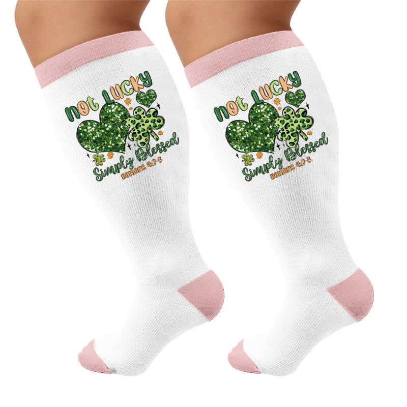 Plusock Plus Size Heart Rugby Compression Socks - Four-Leaf（1Pair) - 4XL - image 6
